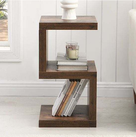 Photo of Miami wooden s shape design side table in smoked oak